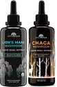 Naturealm Lion's Mane & Chaga Mushroom - Fitogen Stack for Focus, Immunity, Longevity, Stress Relief, Gut Health, Anti-Aging, Energy & More - נוזל אורגני טיפות - 50 mL כל חבילה