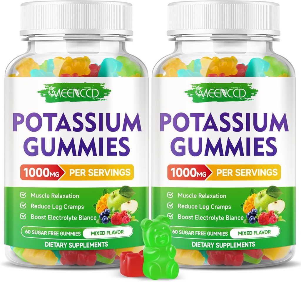 Potassium Citrate Gummies 1000mg, High Potency Potassium תוספת חניכיים עבור מבוגרים נשים וגברים, תמיכה Cramps & שריר בריאות, סוכר חינם, Mixfed פירות פלמור, הרוזן 120