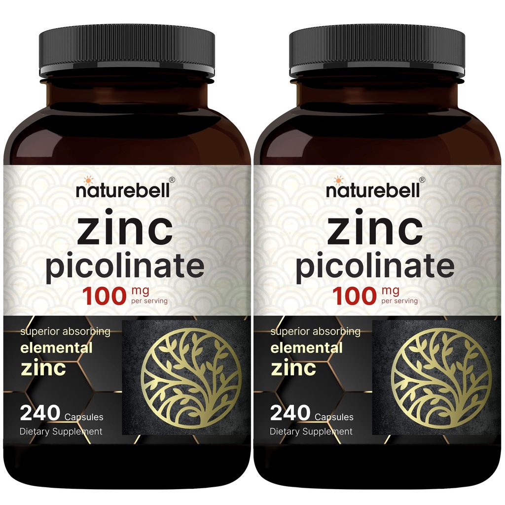 2 Pack מקסימום כוח Zinc 100 מ"ג, Zinc Picolinate תוסף, 480 קפסולות, ויטמין Zinc ו- Immune ויטמינים עבור הפונקציה Enzyme ותמיכה Immune, non-GMO ומיוצר בארה"ב