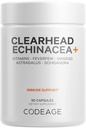 המונחים: Clearhead Echinacea+ תוסף - Echinacea, Schisandra, Feverfew, Coptis, American Geneseng, Astragalus, Garlic, Probiotics, ויטמין C & D3, Zinc, Selenium - ראש בהיר 90 קפסולות