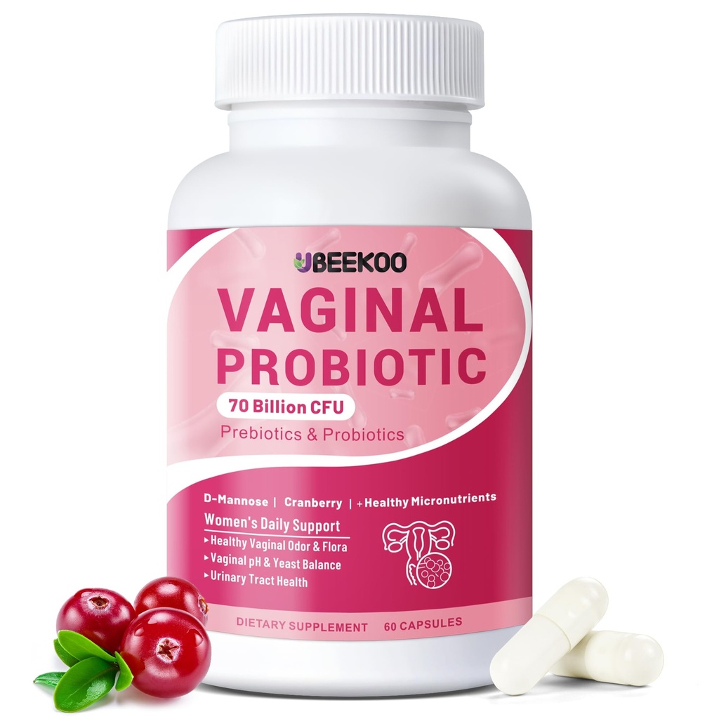 Probiotics for Women, 70 מיליארד CFU לבריאות ודמיונית, pH Balance, Urinary Tract, Digestive with Prebiotics, Organic Cranberry & D-Mannose עבור תוספי Vaginal Odor & פלורה - 60 קפסולות