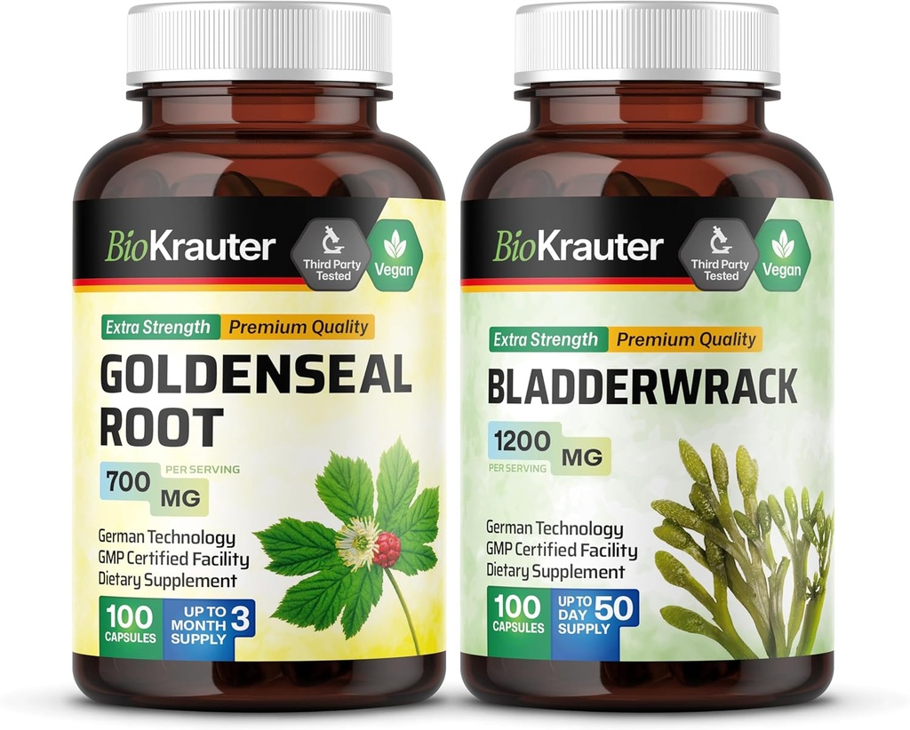 BIO KRAUTER Goldenseal 100 קפסולות & Bladderwrack 100 קפסולות