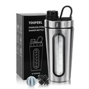 ToOFEEL Shaker Bottles for Proteins 28 oz Stainless Steel חלבון שאקר עם 2 Mixing Ball, Not Stays Cold/Hot, Visible Window Metal Shaker Cups, Leakהוכחה, BPA Free Bottle Shaker