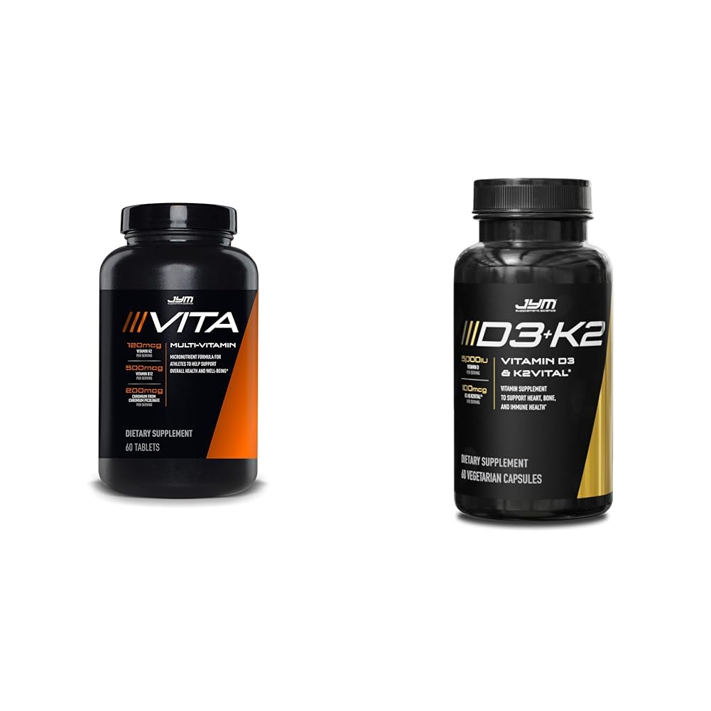 JYM תוסף Science Vita JYM Multivitamin, D3 & K2 העצם ו- Cardiovascular Support 60 טבליות
