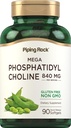 Piping Rock Phosphatidyl Choline תוסף 840 מ"ג | 90 Softgels | מתוך Soy Lecithin | Non-GMO, Gluten Freeten