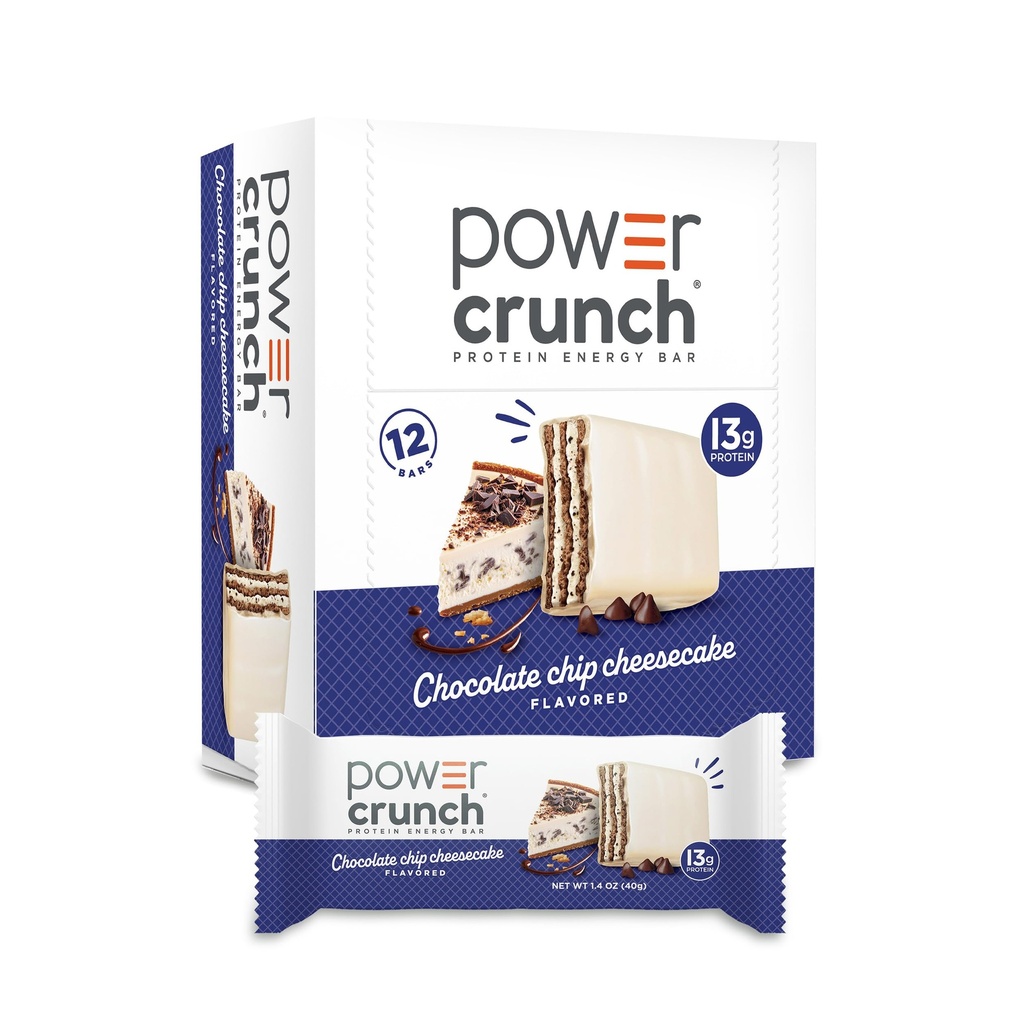 Power Crunch חלבונים Wafer Bars, חטיפים חלבונים גבוהים עם טעם טעים, צ'יפ גבינה עוגה, 1.4 אוונס (12 הרוזן)