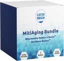 Layer Origin MitiAging Bundle, Anti-Aging 2Bottle Pack: Gut Biome Recovery and Mitochondria Revive - Boost Health Cell באופן טבעי, 30 יום אספקה