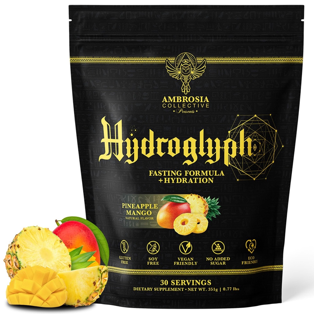 Ambrosia hydroglyph Intraworkout פורמולה w / BCAA + EAA + אלקטרוליטים אבקת hydroglytes כדי להגן על שריר Lean, 0g סוכר מהיר השקיה תערובת, Made w / Coconut מים (Pineנגו)