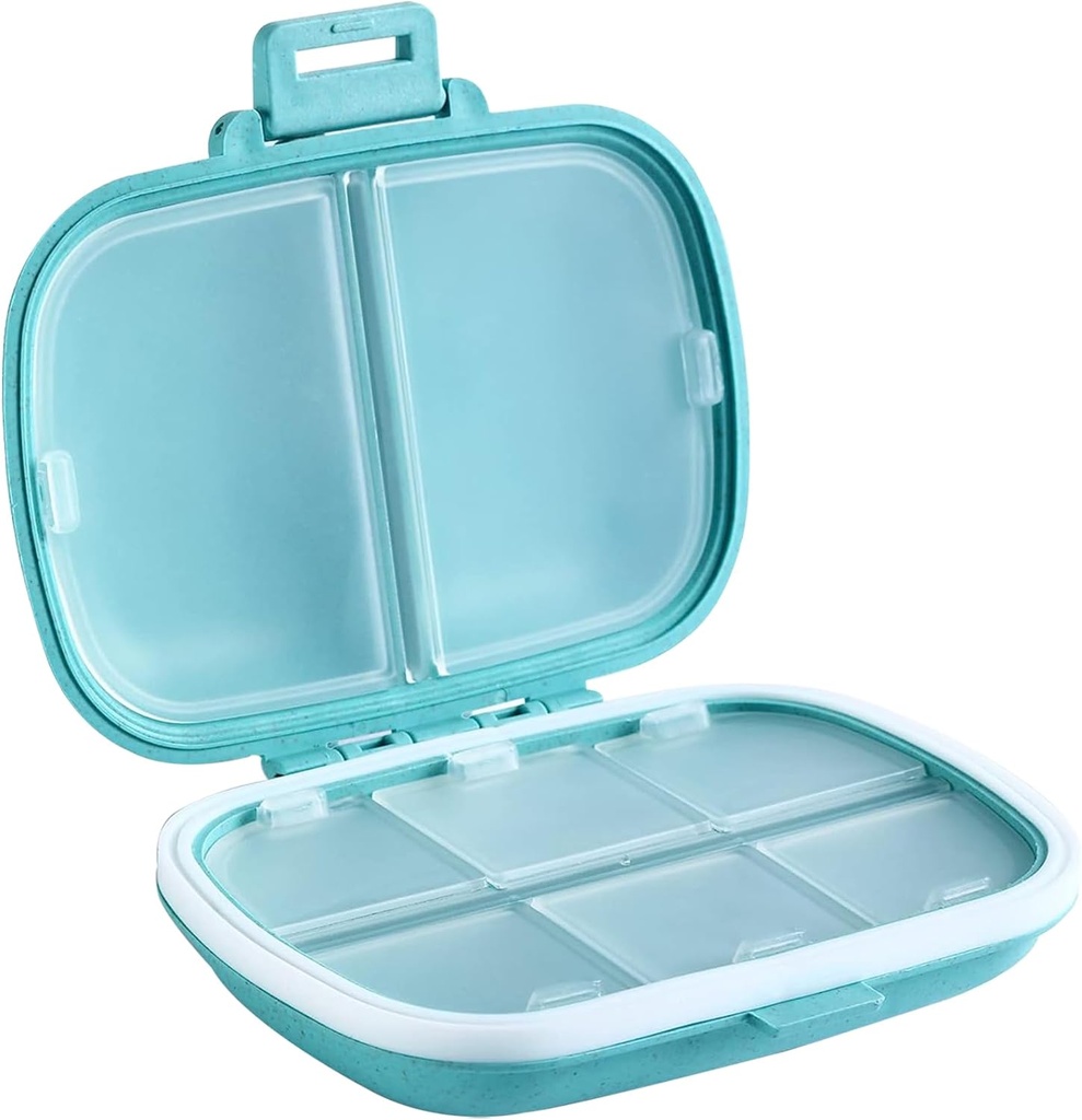 Holii Travel Pill מארגנת, 8 השוואתיות ב- Portable Pill Case, Daily Pill Box to Hold Vietnams, Small Pill Container for Pocket Purse Medicine Organer (כחול)