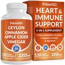 5-in-1 Ceylon Cinnamon קפסולות 2355 מ"ג - Ceylon Cinnamon ו- Apple Cider Vinegar עם Turmeric, Panax גינזנג, Cinnamon ו- Bioperine, 120 ctctct