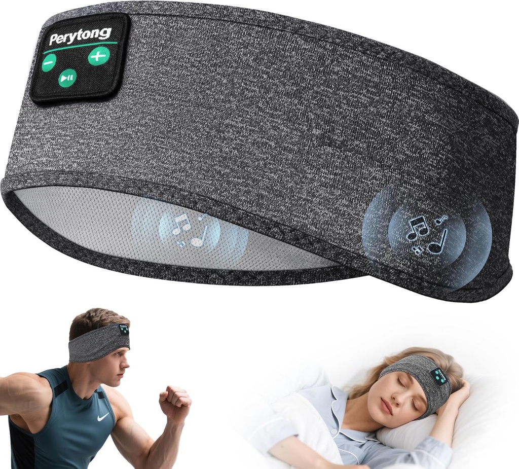 Perytong Sleep Headphones, Bluetooth Sports Headphones with Ultra-Thin HD Stereo Speakers Perfect for Sleep,Workout,Jogging,Yoga, Insomnia, Air Travel, מדיטציה