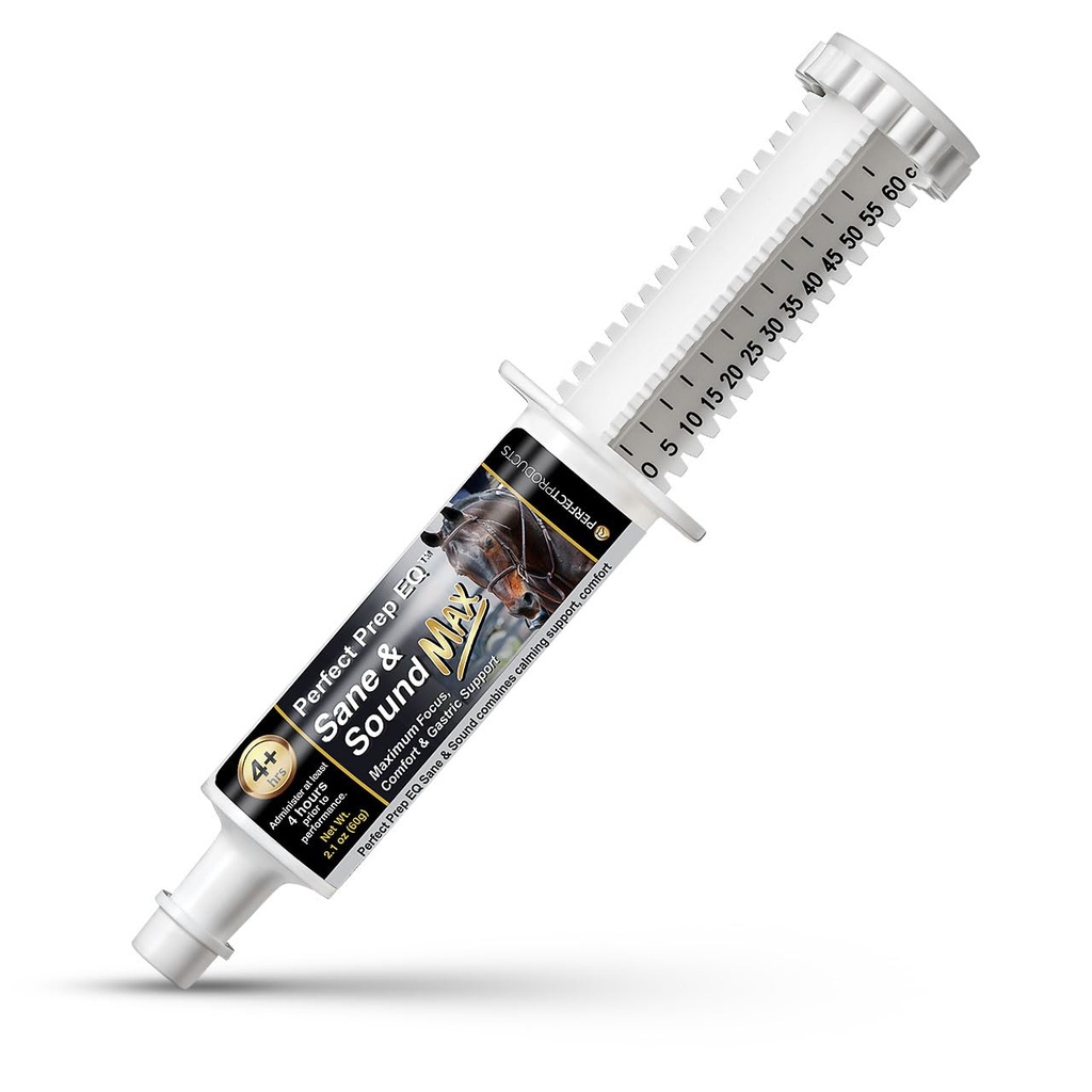 מושלם Prep EQ Sane ו- Sound MAX סוס קלמינג פס, ארוך-פעמי, מקס מחזק הקלה לקולות ובחרדה, הצג בטוח, 60cc