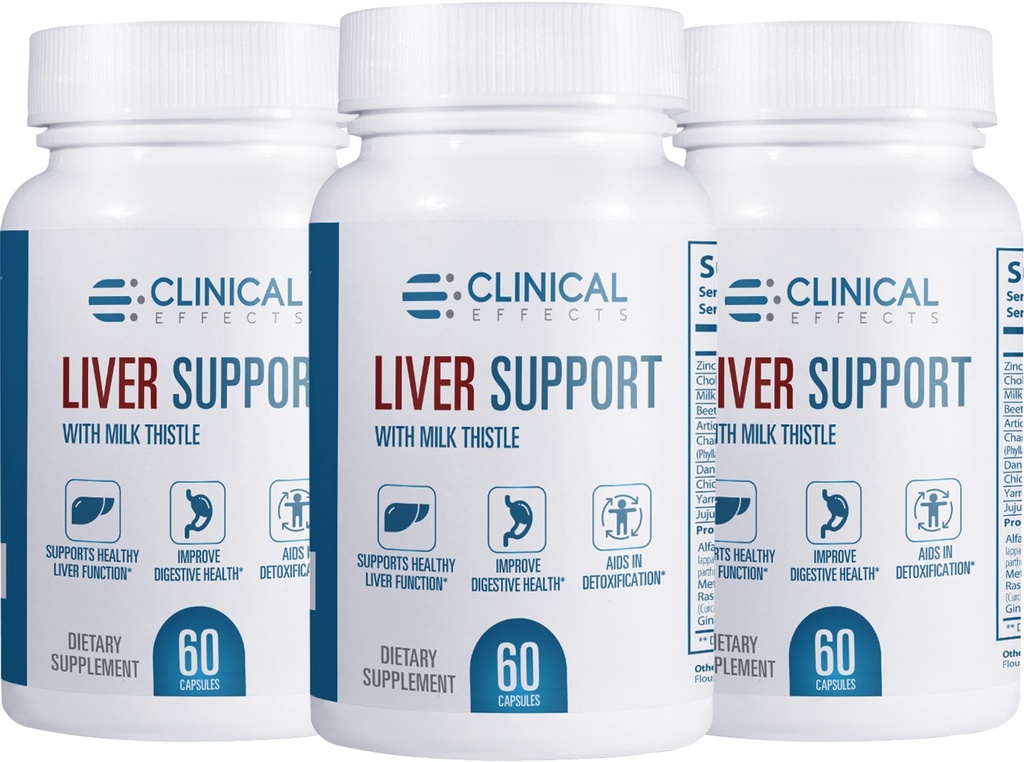 השפעות קליניות: תמיכת Liver - Natural Milk Thistle ו- Zinc תוסף - 3 Pack - Helps Detox וניקוי The Liver - תומך בתפקוד Liver ובבריאות העיכול - Made in the USA