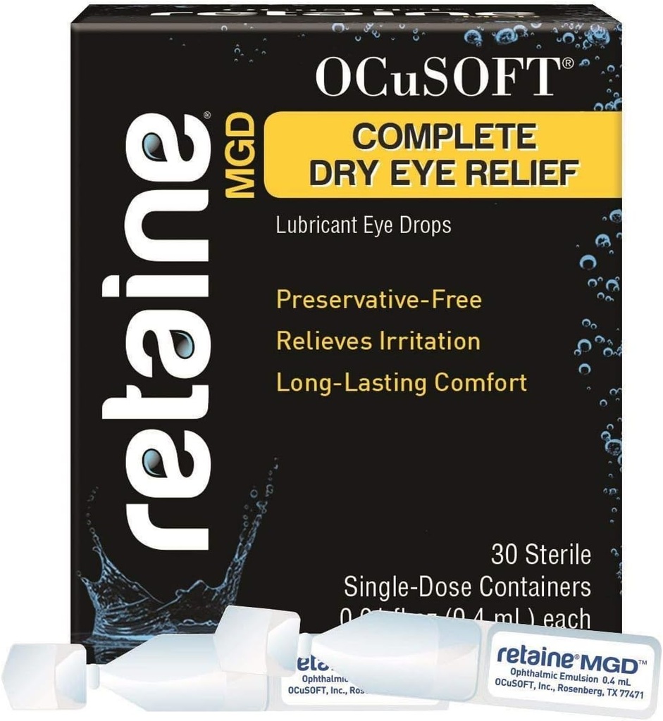 OCuSOFT Retaine MGD השלם יבש העין הקלה Lubricant העין טיפות יחיד-Dose Containers, 30 Count (Pack of 2)