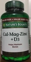 Nature's Bounty Calcium Magnesium Zinc עם ויטמין D3, 200 Caplets (Packaging May Vary)