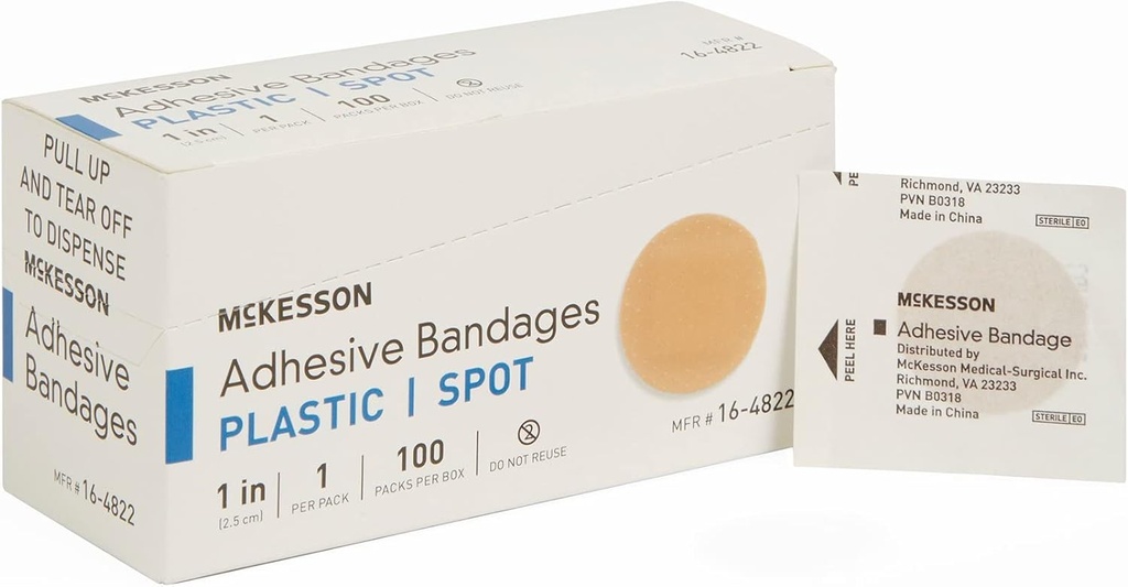 Macsson Adhesive Bandages, Sterile, ניילון Spot, 1 מתוך 100 Count, 24 Packs, 2400 Total