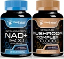טוב LABSRX NAD תוסף, 1500 מ"ג - Liposomal NAD+ תוספת עם Resveratrol | תוספי מזון אורגני Mushroom - 10000 מ"ג - 25 ב 1 Mushroom Complex קפסולות