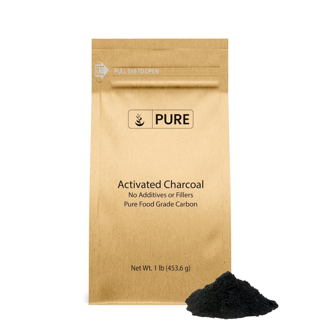 רכיבים מקוריים טהורים המופעלים על ידי Charcoal (1lb) מופעל פחמן, טבעוני, non-GMO