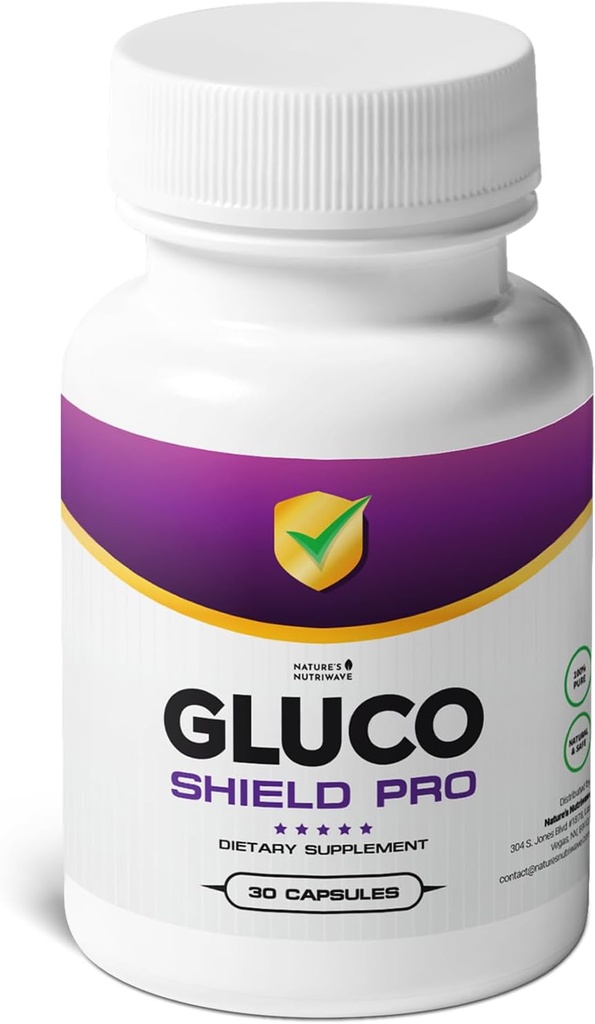 GlucoShield Pro - תוסף טבעי עם ויטמינים B1, B2, B6, Magnesium, Zinc & Calcium | Non-GMO, Stimulant-Free, Easy-to-Take | Made in the USA, GMP-Certified | 30 קפסולות, 1 חודשים אספקה