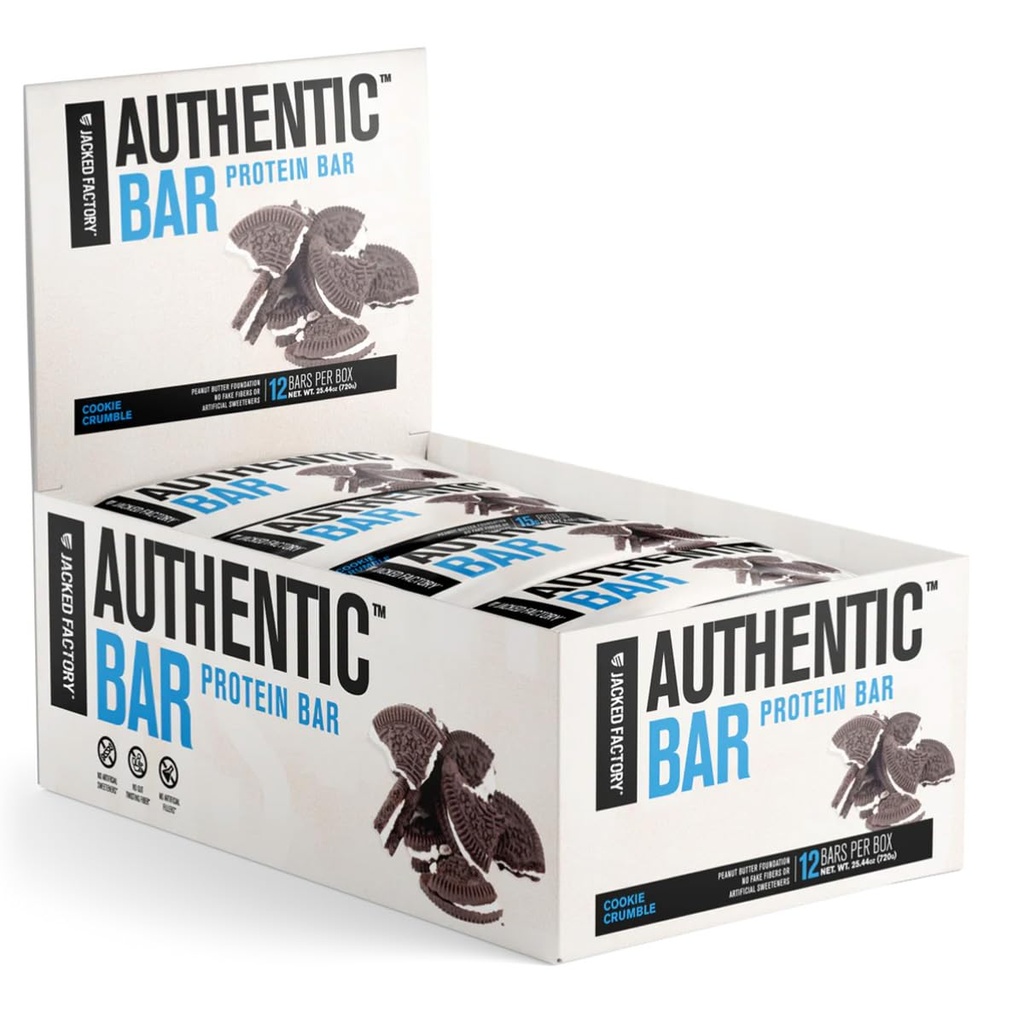 Authentic Bar Cookie Crumble Protein Bars - Tasty Mealחליף אנרגיה Bars w / 15g Whey חלבונים Isolate, סוכר טבעי דבש טהור, שמן שמן שמן שמן שמן קרן - 12 Pack