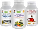 ANDREW LESSMAN 3 Product Eye Bundle - 360 Softgels Every of Ultimate Eye Support, מקסימום אומגה 3 ו-tocotrienols. קידום ותמיכה בבריאות העיניים