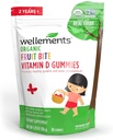 Wellements אורגני פירות Bite ויטמין D Gummies | ויטמין D3 Gummy לילדים, תוספת לצמיחה בריאה ופיתוח העצם *, Raspberry Flavor | 60 יום אספקת, ימי 2+ +