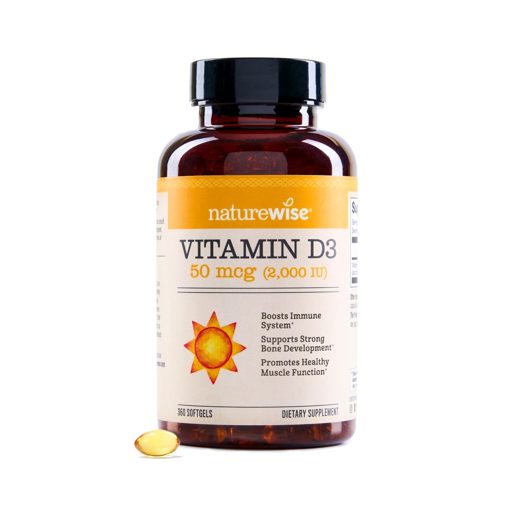 NatureWise ויטמין D3 2000iu (50 mcg) 1 שנים אספקה עבור תמיכה החיסון, תפקוד שרירים בריא, בריאות העצם - non-GMO, Gluten חינם ב שמן זית אקסטרה אורגני (Mini Softgel), 360 Count