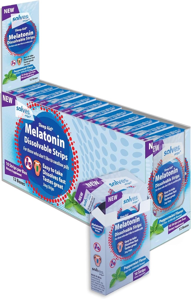 Solves Sleep Aid - 3mg Melatonin Dissolve Strips, Quick, Deep & Restful Sleep Solutionor, Adults, Sugar-Free / Drug-Travel-Friendly (120 Pack)
