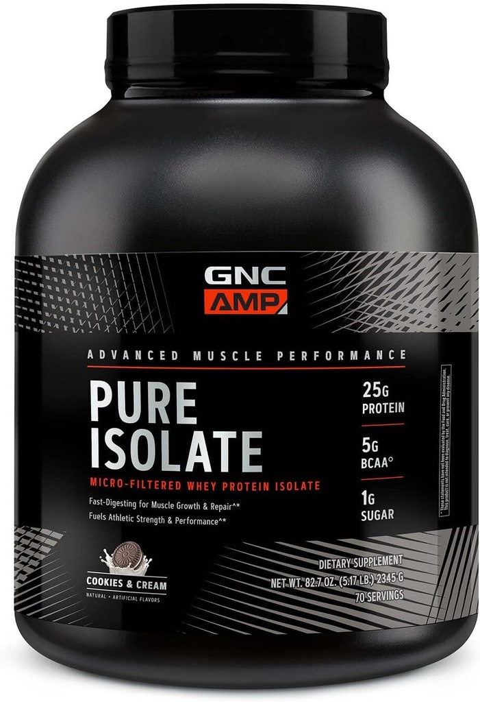 GNC AMP טהור Isolate חלבון Whey - Cookies & Cream (70 משרתים)