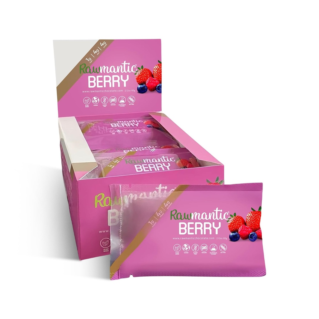 Rawmantic שוקולד ברי אנרגיה טבעונית Bars - 2.1 Oz (Pack of 12) - חטיף שוקולד ברs - חלב, Nut ו Gluten חינם מעורב ברי בר - מושלם עבור דיאטות טבעוניות - Non-GMO מעורב שוקולד ברי אנרגיה בר