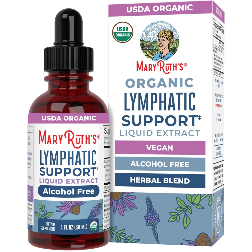 MaryRuth Organics Lymphatic Support Drops | USDA אורגני Limphatic Cleanse Immancy תוסף תמיכה לימפואטית עם Echinacea & Elderberry | Blue Vervain