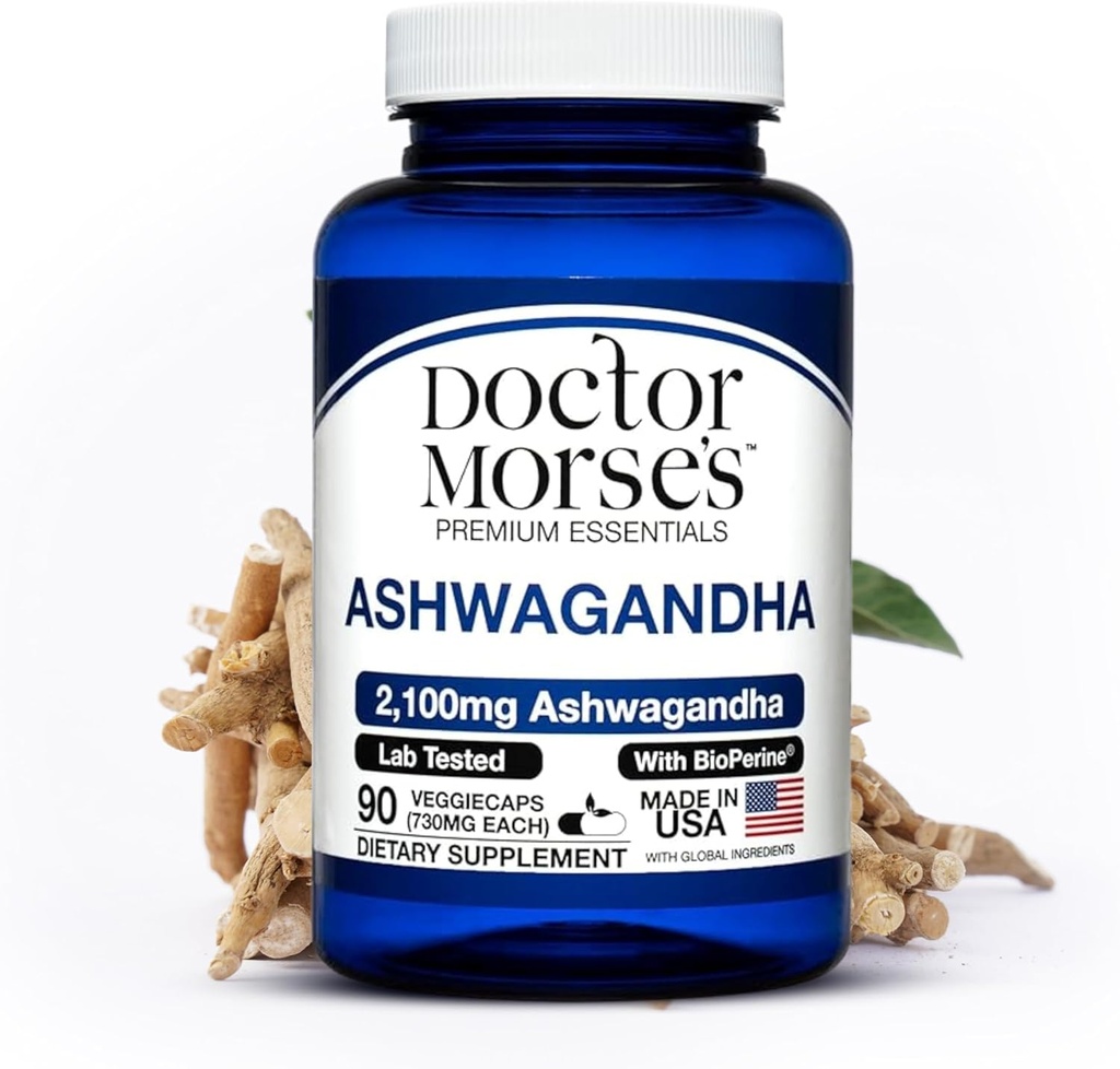 Ashwagandha 2100 מ"ג תוסף, אבקת אשוגנדה טהורה ופלט שורש, bioperine Black Pepper, Made in FDA-registered, NSF-Certified Facility, תומך רמות מתח בריאות, 90 קפסולות