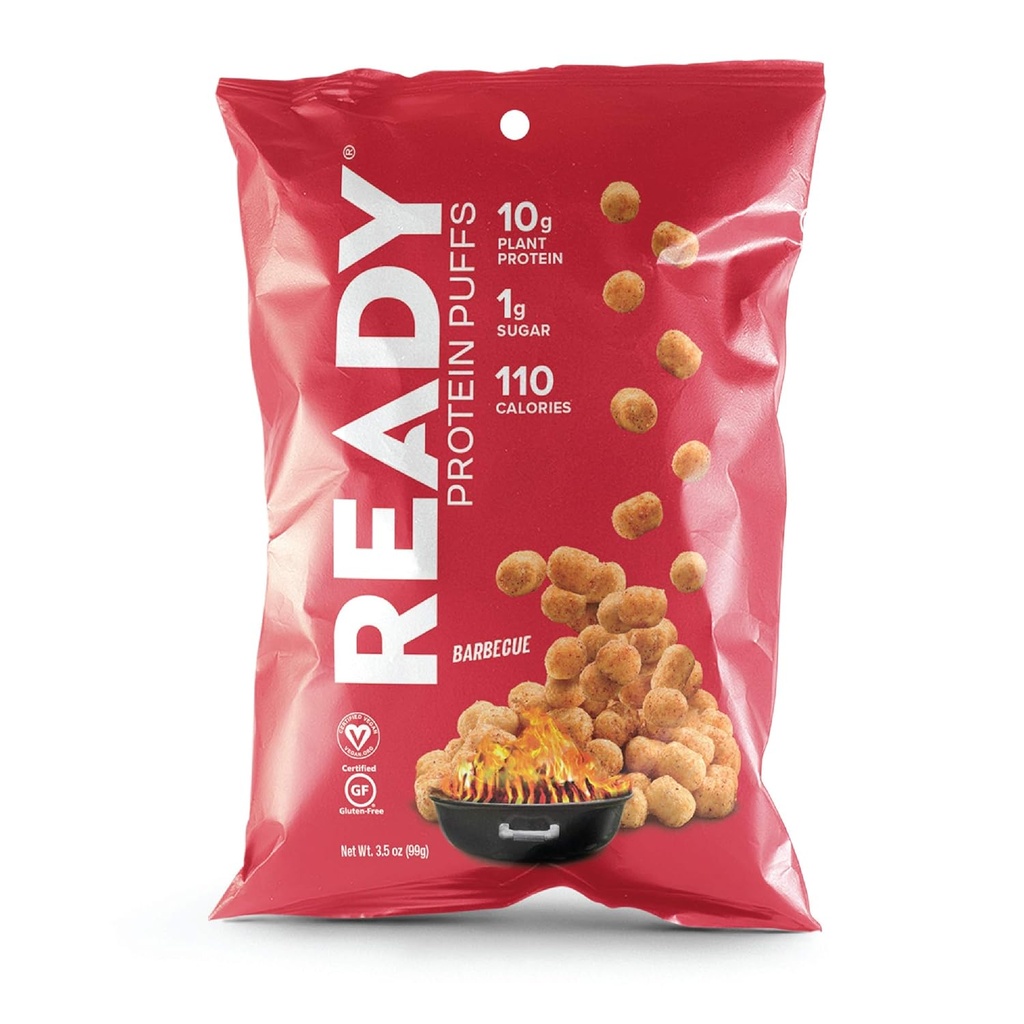 חלבון מוכן® חלבון Puffs - Guilt-Free, High-Protein Crunchy חטיפים - 10g Plant- Based חלבון, 110 קלוריות - טבעוני, Gluten-Free, No Artificial Flavors - Barbecue (Case of 6, 3.5 oz Bags)