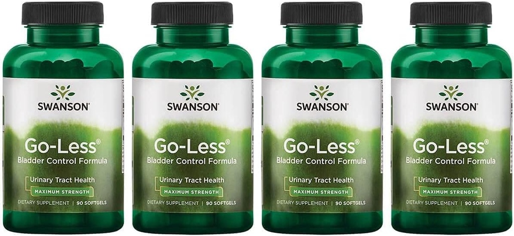 Swanson Go-Less Bladder Control פורמולה - מקדם Urinary Tract Health and Healthy Bladder Support - תוספת טבעית למבוגרים עם משאבקין Seed לחלץ - (90 Softgels) 4 Pack