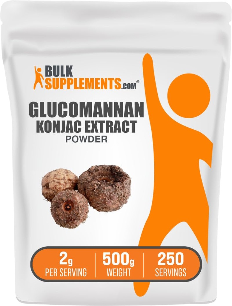 BulkSupplements.com Glucomannan אבקה של קונג'אק שורש אבקת, תוספי Glucomannan - Gluten Free, 2g לשרת, 500g (1.1 lbs) (Pack of 1)