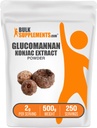 BulkSupplements.com Glucomannan אבקה של קונג'אק שורש אבקת, תוספי Glucomannan - Gluten Free, 2g לשרת, 500g (1.1 lbs) (Pack of 1)