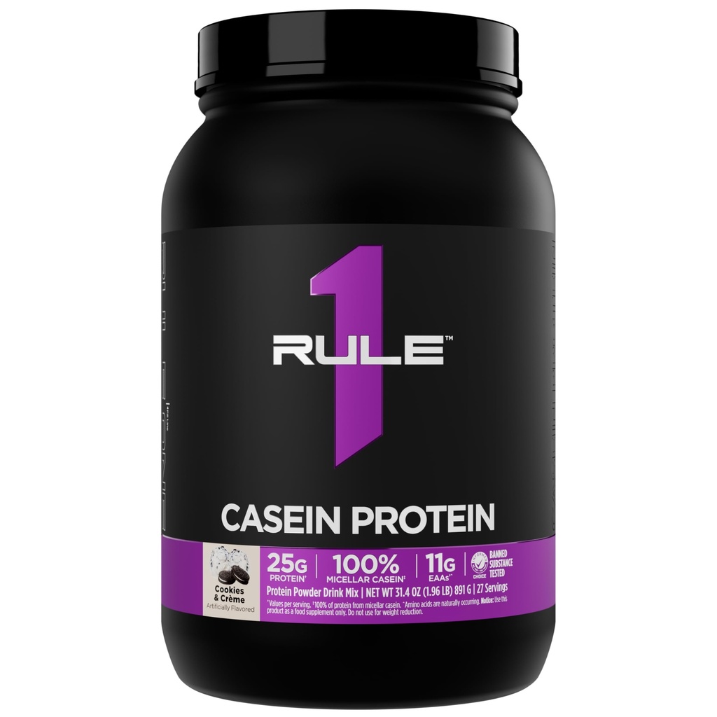 כלל 1 Casein חלבון - 25g חלבון ו 11g EAAs Per משרת מ Slow-Release Micellar Casein עבור Overnight Recovery ו- Sustained Delivery Between Meals (2 פאונד), קובצי Cookie & Crème)