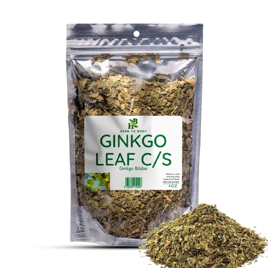 Herb to Body Ginkgo Leaf Cut and Sifted - 4oz, Wildated Genekgo Biloba Tea Leaves, Geneko Biloba Leaves for Infusions and Extracts
