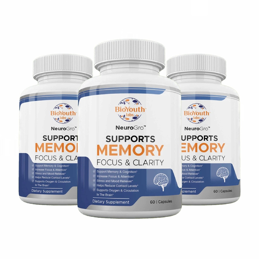 Labs Natural Brain Health Supplements for Adults,180 Capsules - Nutritious Blend of Bacopa Monnieri, Ginkgo biloba, Melissa Officinalis & Citicoline for Brain Focus & Memory