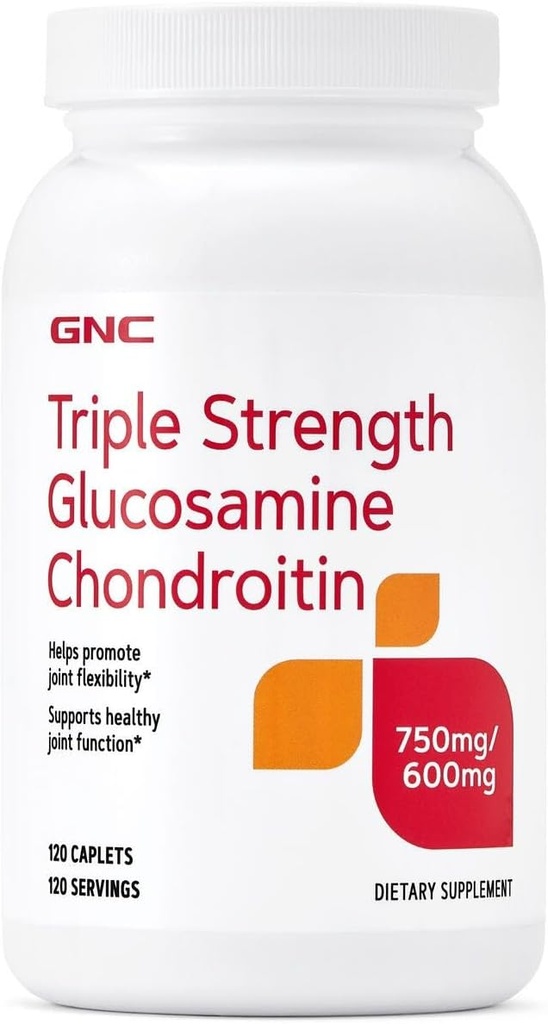 GNC משולש חיזוק Glucosamine Chondroitin 750 מ"ג / 600 מ"ג, 120 קפסולות, תומך בתפקוד משותף בריא