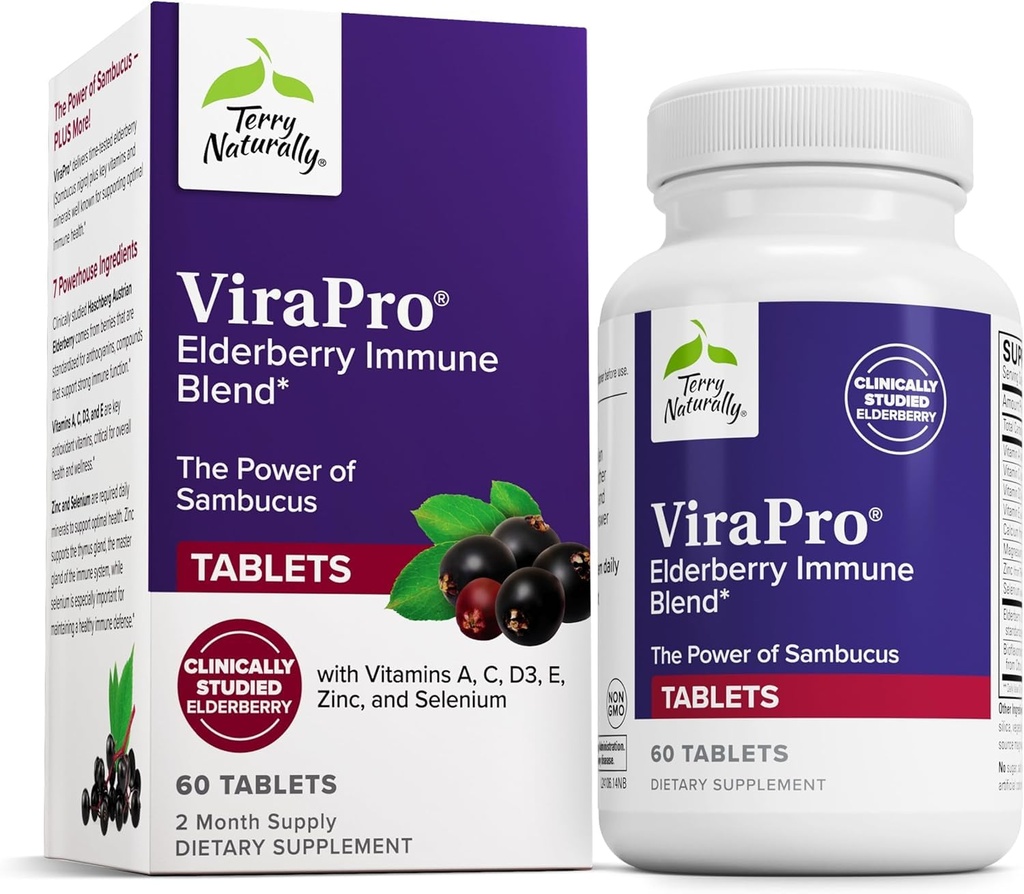 טרי וירופרו - תוספת עם הרבבלים ל-Immune Support - תוספת עם Elderberry, Zinc & Selenium - תמיכה Immune Response - 60 טבליות