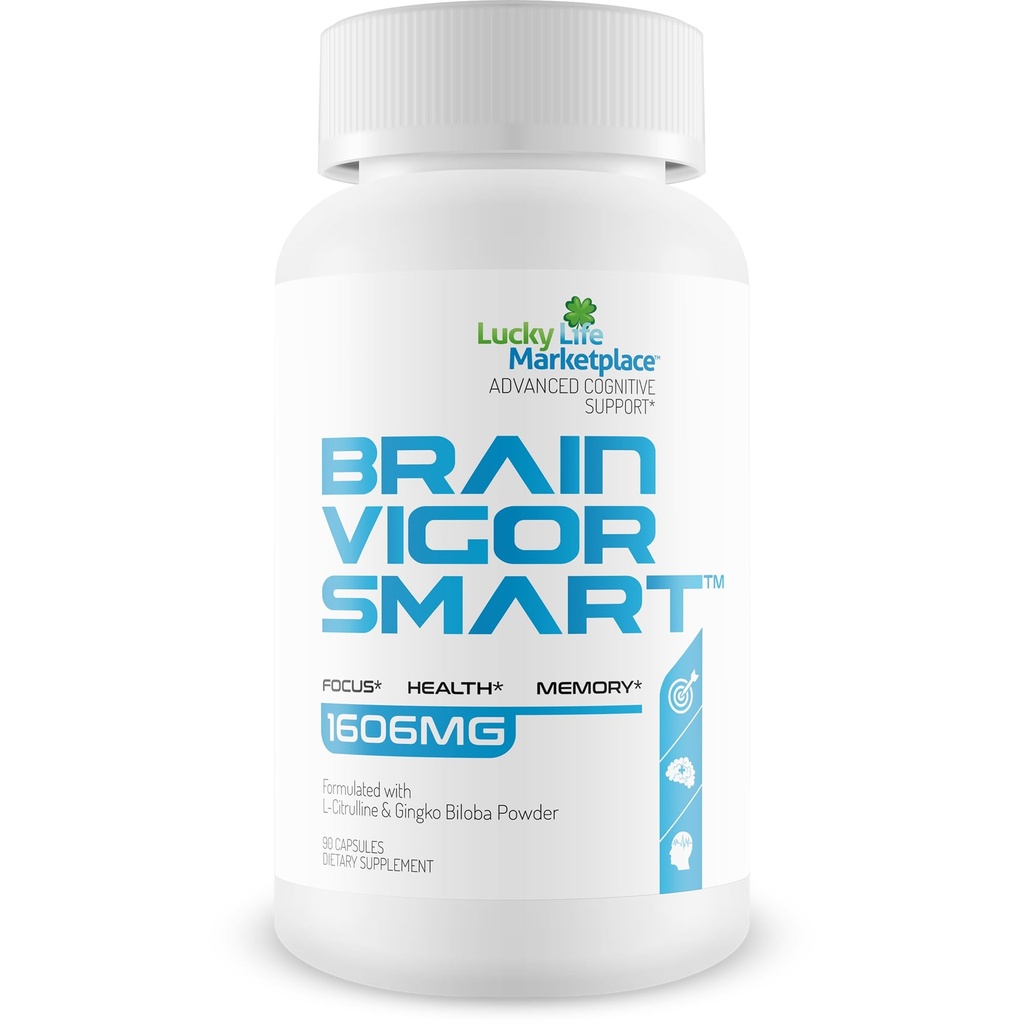 Brain Vigor Smart Brain Booster - תוספת תמיכה כוח להתמקד, בריאות וזיכרון - שיפור פורמולה נעשה עם אריה Mane Mushroom & גינקו Biloba - Our Best Brain Vigor Smart Pills