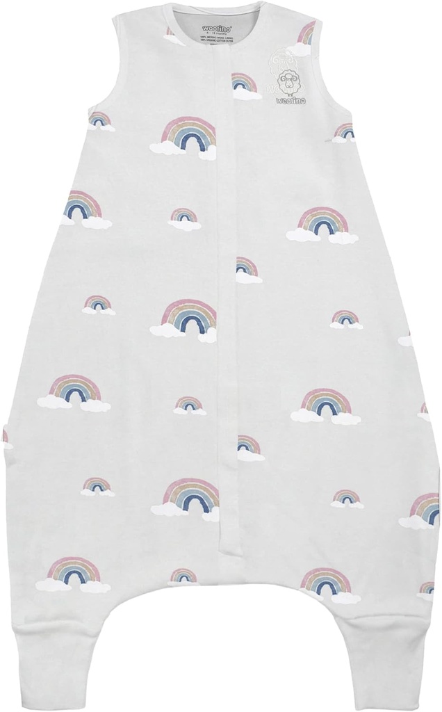Woolino 4 עונות Baby Sleep Bag with Feet, Merino Wool and Organic Cotton ווקר Sleep Sack, טומל ישן באג, 18-36m, Rainbow