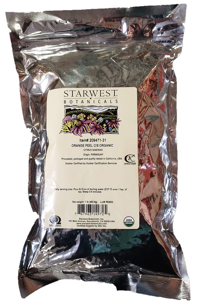 Orange Peel אבקת אורגני - Citrus Sinensis, 1 lb,(Starwest Botanicals)