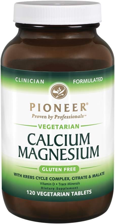 Pioneer Cal Mag & ויטמין D | Calcium & Magnesium תוסף למבוגרים | High Absorption | מאומת Gluten Free | 120 טבליות צמחוניות