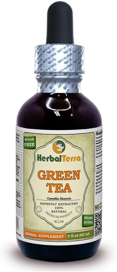Herbal Terra LLC תה ירוק (Camellia Sinensis) Tincture, אורגני Dried Leaves לחלץ נוזל 2 oz