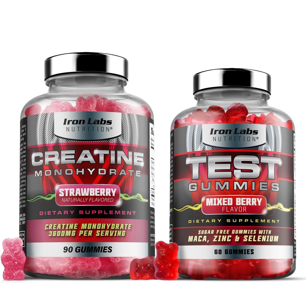 חניכיים שרירים - Creatine Monohydrate Gummies & Testomies עבור גברים - מתקדם Bundle