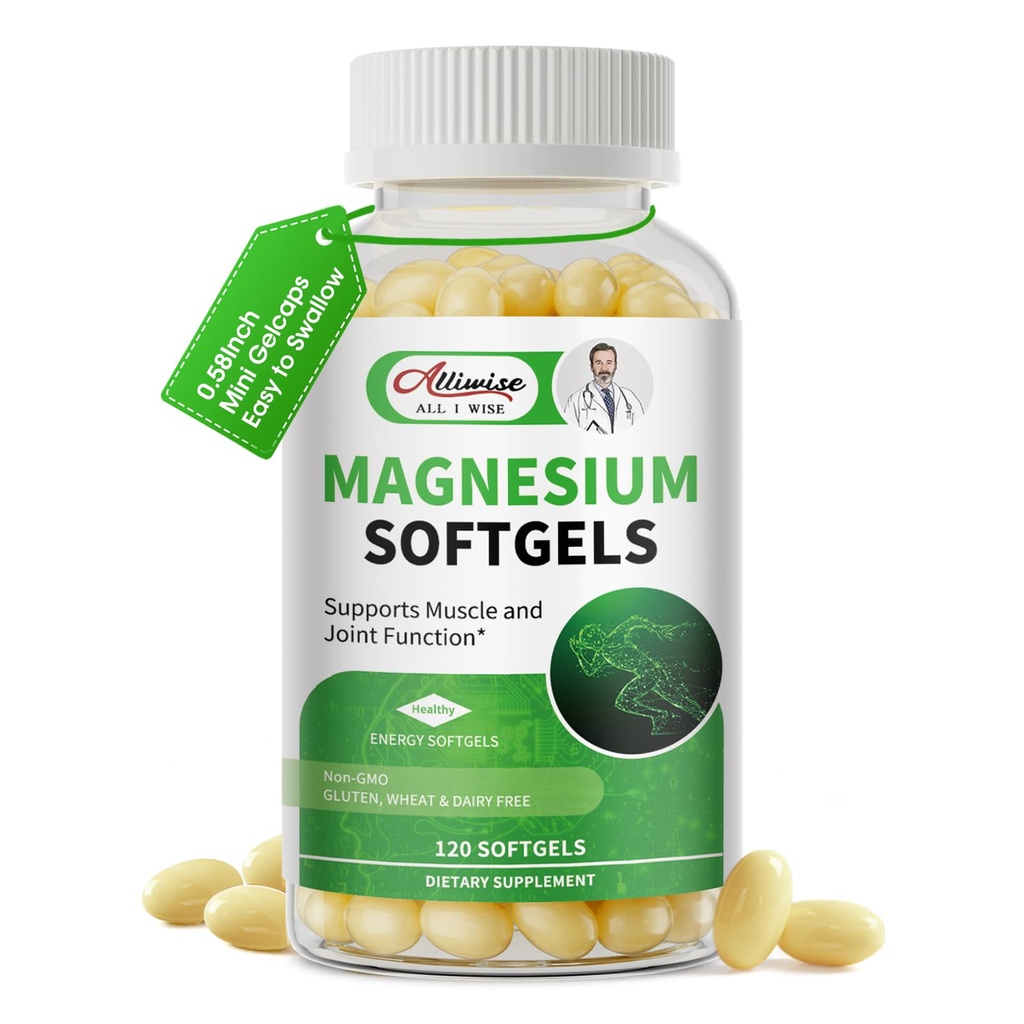 Magnesium Glycinate 500 מ"ג Softgels תוסף, קטן קל ל Swallow Magnesium Gelcaps High Absorption עבור Night & LegSleep תמיכה, שריר & Bone, Calm, non GMO, 120 גלפסות, 60 יום אספקת יום אספקת תמיכה, 60 יום אספקת תמיכה תמיכה, שרירים & Bone, Calm, לא GMO, 120 גלפסים, 60