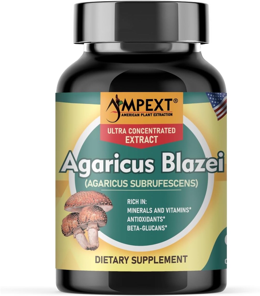Agaricus Blazei Mushroom - Immune Boost, Balanced Levels, Fitogenic Properties - 90 קפסולות