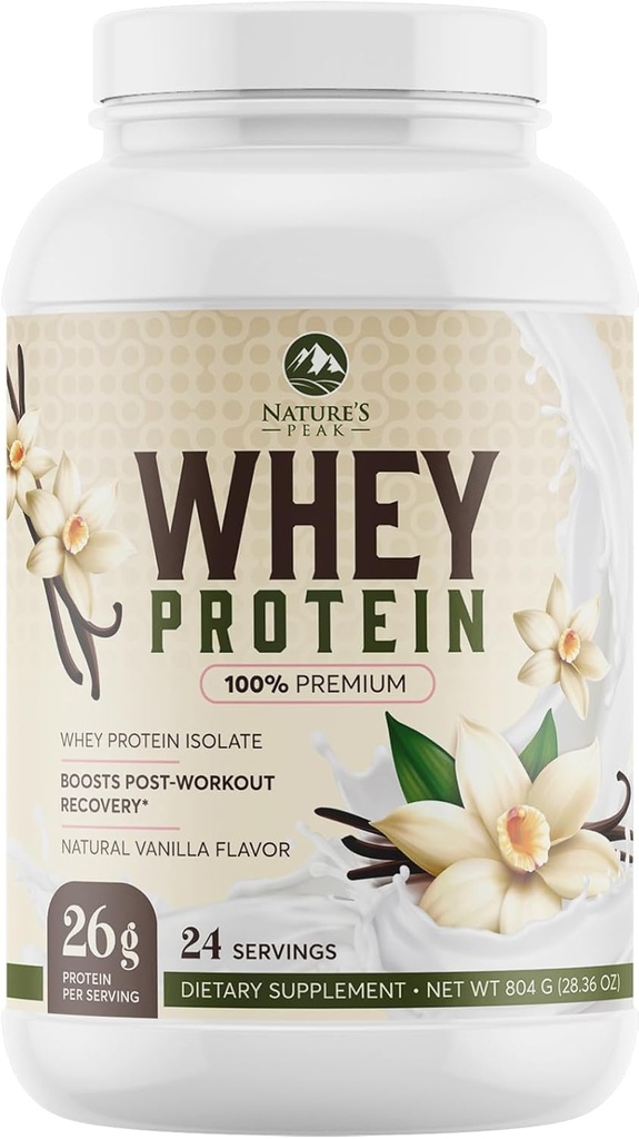 אבקת החלבונים של הטבע, 100% אבקת Whey Isolate, Immune Support, BCAAs, Gluten Free, Fast Absorbing, Easy Digesting תזונה, Vanilla הצרפתית, 26 גרמים של Per משרת - 24 משרתים
